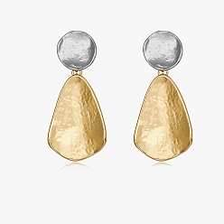 Платиновый & Золотой Двухцветные латунные серьги-гвоздики с подвесками, слеза, платиной и золотом, 46x22 мм