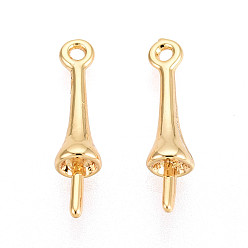 Настоящее золото 18K Медные залоги, без никеля , реальный 18 k позолоченный, 16.5x3.5x3.5 мм, отверстие : 1 мм, контактный: 0.8 mm ~ 1 mm