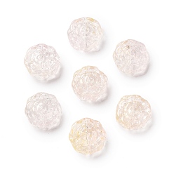 (404) Непрозрачное AB Кислое яблоко Спрей окрашены прозрачные стеклянные бусины, цветочный шарм, цветочный белый, 15x15x6 мм, отверстие : 1.2 мм