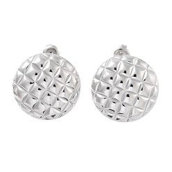 Stainless Steel Color Non-Tarnish 304 Stainless Steel Stud Earrings, Flat Round, Stainless Steel Color, 24mm