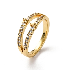 Настоящее золото 18K Латунные компоненты кольца с микропаве из прозрачного кубического циркония, кольцо петли, долговечный, стойки покрытие, без свинца и без кадмия, реальный 18 k позолоченный, 7 мм, отверстие : 1 мм, внутренний диаметр: 17 мм