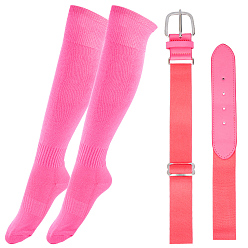 Светло-Вишневый 1 пара однотонных футбольных носков из поликоттона, с 1полиэстеровыми эластичными ремнями для софтбола из искусственной кожи, светло-вишневый, 600x168x5 мм
