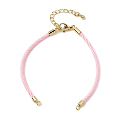 Бледно-Розовый 2мм витой круглый нейлоновый шнур для изготовления браслета, подходит для соединительных шармов, с латунными выводами и 303 застежками из лобстера из нержавеющей стали, реальный 18 k позолоченный, розовый жемчуг, 6.22 дюйм (15.8 см)