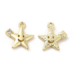 Light Gold Подвески из сплава со стразами, без кадмия и без свинца, звезды прелести, золотой свет, 16x15.5x3 мм, отверстие : 1.6 мм