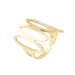 Золотой 304 овальные регулируемые кольца из нержавеющей стали для женщин, золотые, 23.5 мм, размер США 8 1/2 (18.5 мм)