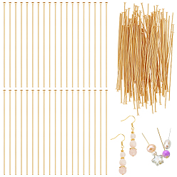 Золотой 120шт. шт. латунные штифты с плоской головкой, золотые, 21 датчик, 50.2x0.7 мм, Руководитель: 2 mm