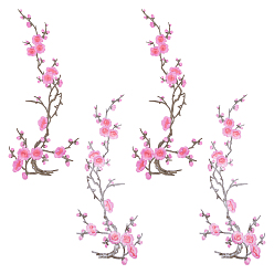 Темно-Розовый 4шт. нашивки из ткани с компьютерной вышивкой "Зимняя сладость", наклеить патч, аксессуары для костюма, аппликация, темно-розовыми, 390x125x1.5 мм