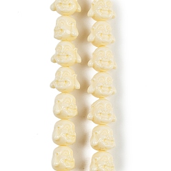 Лимонный шифон Нити резных бусин из синтетического коралла, окрашенные, Голова Будды, лимонный шифон, 9x11x9 мм, отверстие : 1.4 мм, около 40 шт / нитка, 14.57 дюйм (37 см)