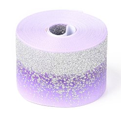 Violett Farbverlauf Polyesterband, einseitig bedrucktes Ripsband, mit Glitzerpulver, für handwerkliche Geschenkverpackung, Partydekoration, Violett, 1-1/2 Zoll (38 mm), etwa 5 Meter / Rolle (4.57 m / Rolle)