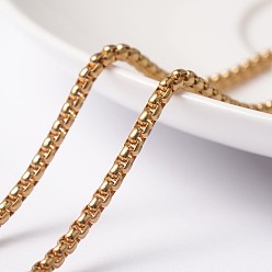 Real 18K Gold Plated 304 Stainless Steel Box Chains, Unwelded, with Spool, Real 18K Gold Plated, 2x1mm, about 82.02 Feet(25m)/roll