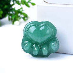 Зеленый Авантюрин Натуральный зеленый авантюрин, резные статуэтки с отпечатком кошачьей лапы, статуи для домашнего офиса, украшения рабочего стола, 30 мм