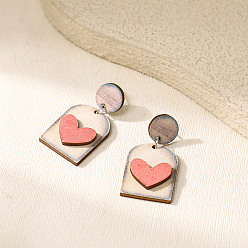 Pink Акриловая арка ко Дню святого Валентина с подвесками в форме сердца, платина, розовые, 42x22 мм