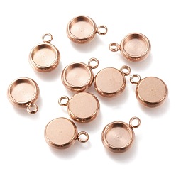 Розовое Золото Ионное покрытие (ip) 304 подвеска из нержавеющей стали с кабошоном, плоско-круглые, розовое золото , лоток : 6 мм, 11x8x3 мм, отверстие : 1.8 мм