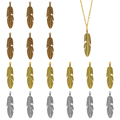 (52) Непрозрачная лаванда 18шт 3 цвета тибетский стиль сплав перья подвески, без свинца и без кадмия, разноцветные, 61x15x3 мм, отверстие : 2 мм, 6 шт / цвет