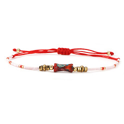 Природный Драгоценный Камень Богемные браслеты из натуральных драгоценных камней и стеклянного бисера, плетеные из бусин, унисекс., кубоид, с синтетическими немагнитных гематита бисера, 11.02 дюйм (28 см)