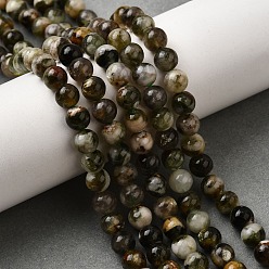 Темно-оливково-зеленый Натуральные лепидолитовые бусины, круглые, 7 мм, отверстие : 1 мм, около 58~59 шт / нитка, 15.16~15.35'' (38.5~39 см)