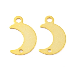 Real 18K Gold Plated 925 Sterling Silver Moon Connector Charms, with 925 Stamp, Real 18K Gold Plated, 11x7x0.5mm, Hole: 1mm