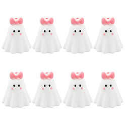 Белый 8 шт. силиконовые фокусные бусины, призрак, белые, 23x20 мм, отверстие : 3 мм