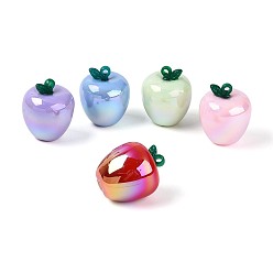 (52) Непрозрачная лаванда Плакировка непрозрачных акриловых подвесок, яблочные прелести, переливающийся цвет, разноцветные, 37x30.5x30.5 мм, отверстие : 2.8 мм