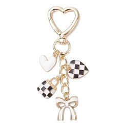 Черный Подвеска-сердце в виде банта ко Дню святого Валентина из сплава и эмали, с поворотными застежками из сплава в форме сердца, чёрные, 93 мм