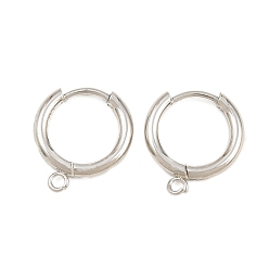 Platinum Brass Hoop Earring Findings, Round, with Loop, Rack Plating, Long-Lasting Plated, Rack Plating, Cadmium Free & Lead Free, Platinum, 15.5x14x2mm, Hole: 1.5mm, Pin: 1mm