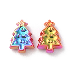 Рождественская елка Uv акриловые покрытия бусины, с эмалью, радужный, тема рождественских украшений, рождественская елка, 23x17x8.5 мм, отверстие : 3.5 мм