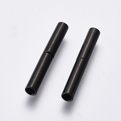 Electrophoresis Black 304 Stainless Steel Bayonet Clasps, Column, Electrophoresis Black, 21x2.5mm, Hole: 2mm