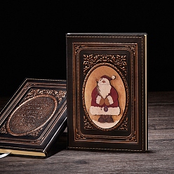 Red Copper 3D Embossed PU Leather Notebook, for School Office Supplies, A5 Christmas Santa Claus Pattern Journal, Red Copper, 215x145mm