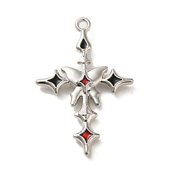 Платина Акриловые подвески краскораспылительные, крестик, платина, 30x20x3.5 мм, отверстие : 1.5 мм