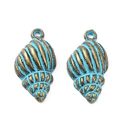 Shell Shape Подвески из сплава, античная бронза и синяя патина, формы раковины, 25x13x6 мм, отверстие : 2 мм