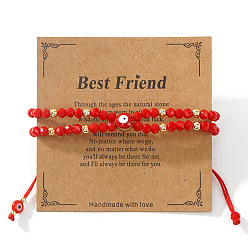 Glass Браслеты из многослойных плетеных бусин ручной работы из стеклянных бусин-ронделей, эмалевые украшения от сглаза для мужчин и женщин, с открытки, внутренний диаметр: 11 дюйм (28 см)