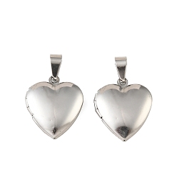 Нержавеющая Сталь Цвет 316 подвески из нержавеющей стали Locket, шарма сердца, с 304 защелкой из нержавеющей стали на поручнях, цвет нержавеющей стали, 22.5x19.5x5.5 мм, отверстие : 6.5x3.5 мм, внутренний диаметр: 14x13 мм