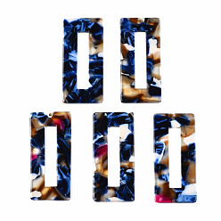 Синий Подвески из ацетата целлюлозы (смолы), прямоугольные, синие, 48.5x22x2.5 мм, отверстие : 1.2 мм