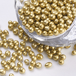 Бледно-Золотистый Бисер из стекла , выпечки лаком, непрозрачных цветов, для украшения ногтей, нет отверстий / незавершенного, круглые, бледно золотарник, 2~2.5 мм, о 450 г / мешок