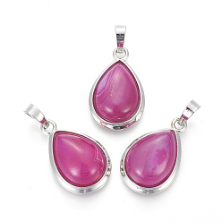 Натуральный Агат Природные подвески агат, с латунной фурнитурой , слеза, платина, 26x16~17x8~10 мм, отверстие : 8x5 мм