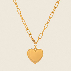 Настоящее золото 18K 304 женские ожерелья с подвесками в форме сердца из нержавеющей стали, реальный 18 k позолоченный, 16.54 дюйм (42 см)
