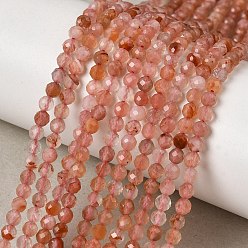 Red Agate Натуральный красный агат бисер нитей, окрашенная и подогревом, граненые, круглые, 3.5 мм, отверстие : 0.6 мм, около 119~120 шт / нитка, 15.24''~15.47" (38.7~39.3 см)