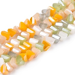 Золотистый Стеклянные бусины с гальваническим покрытием , граненые, сердце, золотые, 3x4.5x4.5 мм, отверстие : 0.9~1 мм, около 144~148 шт / нитка, 13.98~15.6'' (35.5~39 см)