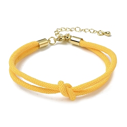 Yellow 3MM Round Nylon Braided Cord Bracelet Making, Knot, with Golden 202 Stainless Steel Lobster Clasp & Brass Finding, Yellow, 6.69x0.39 inch(17x1cm)