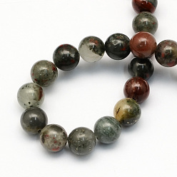 Bloodstone Natural African Bloodstone Beads Strands, Heliotrope Stone Beads, Round, 12~12.5mm, Hole: 1.5mm, about 31~33pcs/strand, 14.9~15.1 inch(38~38.5cm)