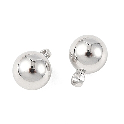Real Platinum Plated SHEGRACE Brass Pendants, Round Charms, Cadmium Free & Nickel Free & Lead Free, Real Platinum Plated, 7x5mm, Hole: 1.2mm