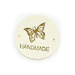 Светло-желтый Бирки для этикеток из кожи из микрофибры, бирка с тиснением ручной работы, с отверстиями, для джинсов своими руками, , обуви, аксессуары для шляп, плоские круглые с бабочкой, светло-желтый, 25 мм