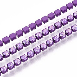 Темная Орхидея Железо горный хрусталь чашка цепи, с катушкой, темные орхидеи, 2x2x2 мм, около 29.99 футов (9.14 м) / рулон