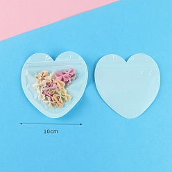 Бледно-бирюзовый Пластиковая сумка с замком на молнии, сумки для хранения, мешок с самоуплотнением, сердце, бледные бирюзовая, 10x10 см