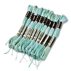 Turquoise 10 Skeins 6-Ply Polyester Embroidery Floss, Cross Stitch Threads, Segment Dyed, Turquoise, 0.5mm, about 8.75 Yards(8m)/skein