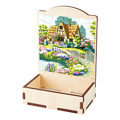 Цвет Древесины Готовая вышивка крестом деревянная витрина, на краю вышивки крестом отделка дисплей, неокрашенными, деревесиные, 14x9x20.5 см