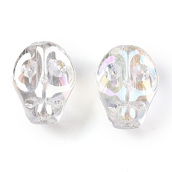 Прозрачный Стеклянные бусины с гальваническим покрытием , череп, прозрачные, 10x8x7.5 мм, отверстие : 1 мм, около 65 шт / нитка, 25.59'' (65 см)