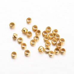 Golden Rondelle Brass Crimp Beads, Golden, 2x1mm, Hole: 1mm, about 10000pcs/100g