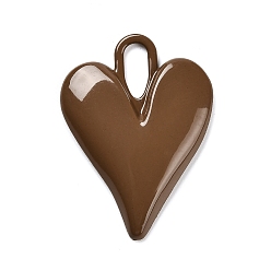 Кокосово-Коричневый Подвески из сплава , сердце, кокосового коричневый, 34.5x25.5x3.5 мм, отверстие : 8.5x3.6 мм