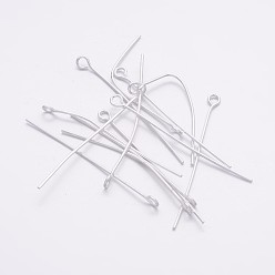 Серебро Железный штифт, без кадмия и без свинца, серебряные, 40x0.7 мм, отверстие : 2 мм, Около 6400 шт / 1000 г